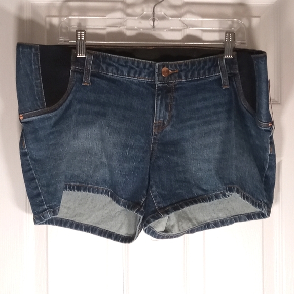 Isabel Maternity Under Belly Midi Denim Short Shorts - Picture 1 of 10